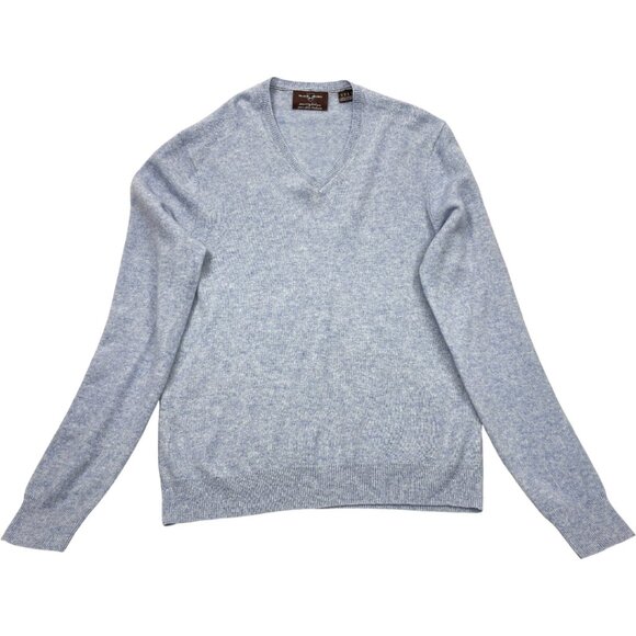 Black Brown 1826 Cashmere Sweater Men's Medium Blue Long Sleeve V-Neck - Picture 1 of 6